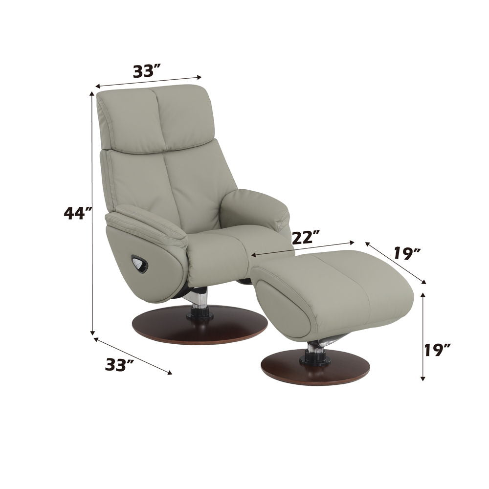 Kandoro - Motion Accent Chair With Swivel & Ottoman - Gray And Brown ACME 