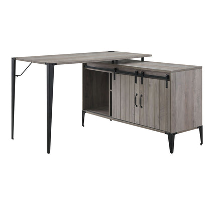 Zakwani - Writing Desk - Gray Oak & Black Finish - 31" ACME 