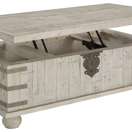 Carynhurst - White Wash Gray - Lift Top Cocktail Table Ashley Furniture 