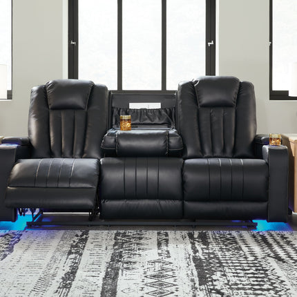 Center Point - Black - Rec Sofa W/Drop Down Table Signature Design by Ashley® 