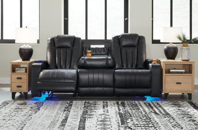 Center Point - Black - Rec Sofa W/Drop Down Table Signature Design by Ashley® 