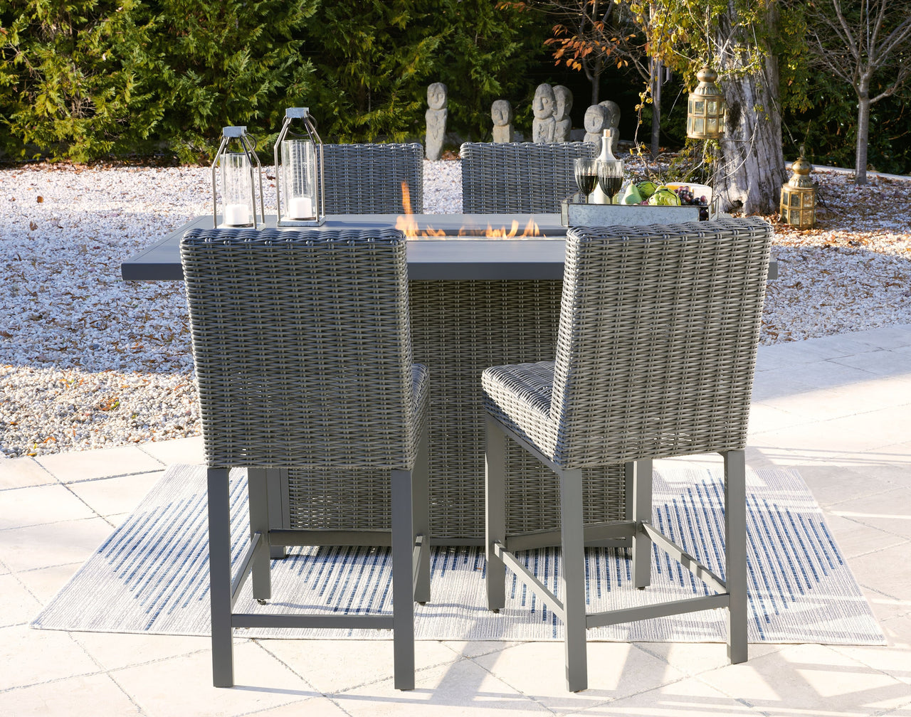 Palazzo - Gray - Outdoor Counter Height Dining Table With 4 Barstools - Tony's Home Furnishings