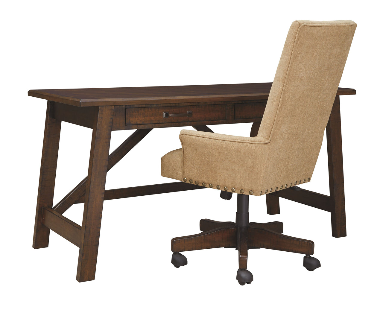 Baldridge - Rustic Brown - Home Office Large Leg Desk - Tony's Home Furnishings