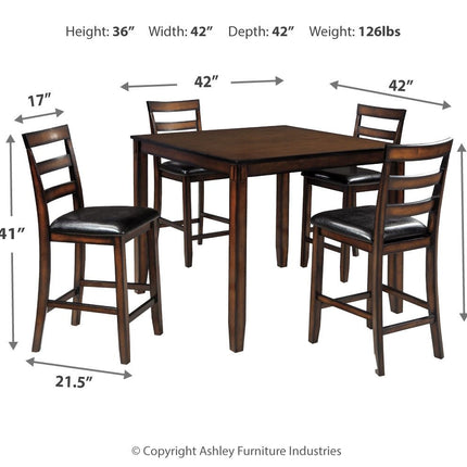 Coviar - Brown - Drm Counter Table Set (Set of 5) Ashley Furniture 