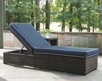 Thumbnail for Grasson - Brown / Blue - Chaise Lounge With Cushion - Tony's Home Furnishings
