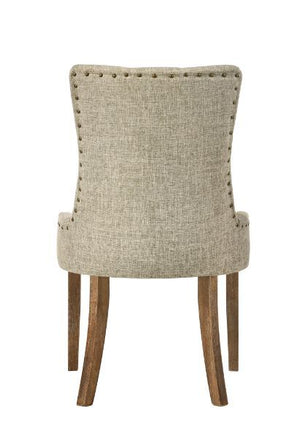 Yotam - Side Chair (Set of 2) - Beige Fabric & Salvaged Oak Finish ACME 