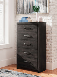 Hollivern - Dark Gray - Five Drawer Chest - Tony's Home Furnishings