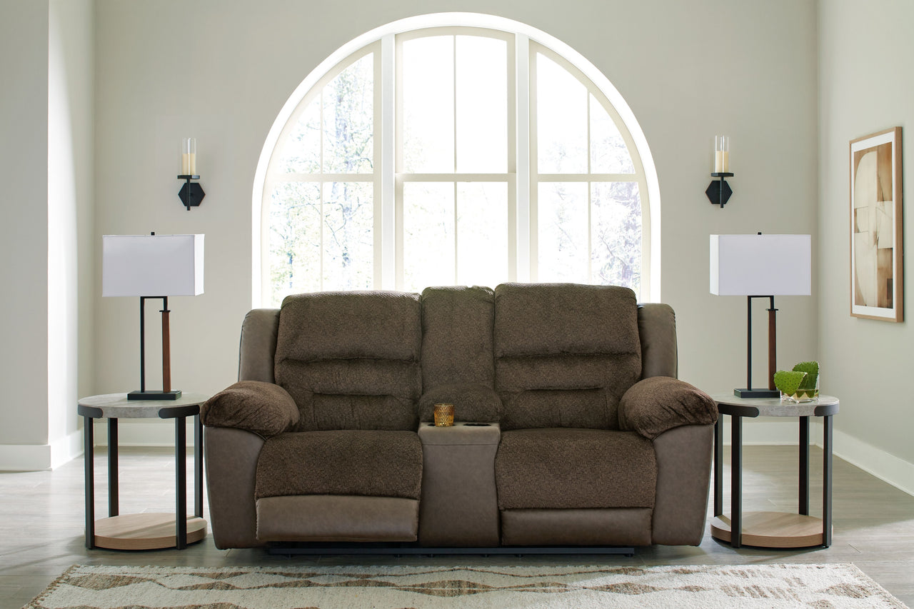 Dorman - Chocolate - Dbl Reclining Loveseat With Console - Tony's Home Furnishings