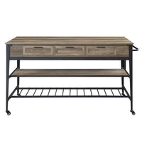 Macaria - Kitchen Island - Rustic Oak & Black Finish - 33