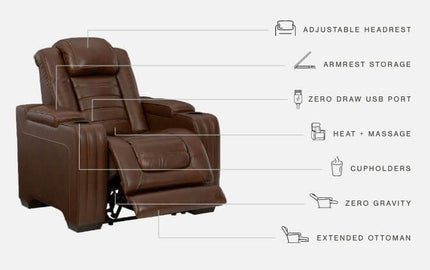 Backtrack - Chocolate - Pwr Recliner/Adj Headrest Ashley Furniture 