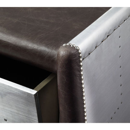 Brancaster - Desk - Distress Chocolate Top Grain Leather & Aluminum ACME 