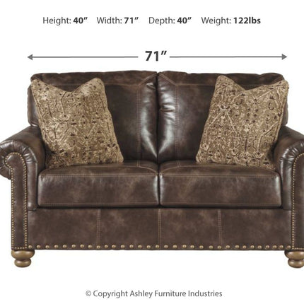 Nicorvo - Coffee - Loveseat Ashley Furniture 