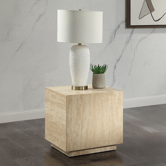 Deon - End Table - Beige Travertine ACME 