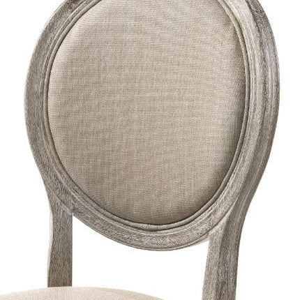 Faustine - Side Chair (Set of 2) - Tan Fabric & Salvaged Light Oak Finish ACME 