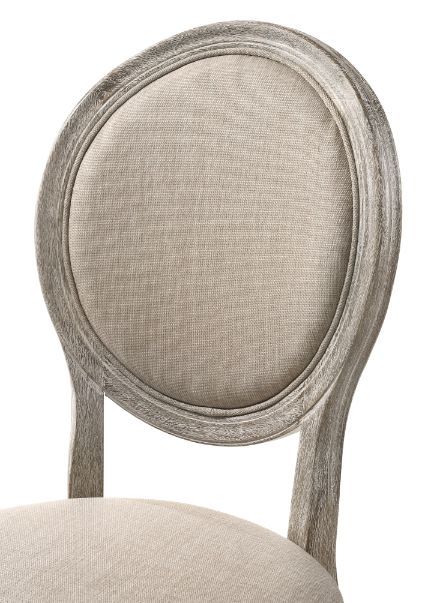 Faustine - Side Chair (Set of 2) - Tan Fabric & Salvaged Light Oak Finish ACME 