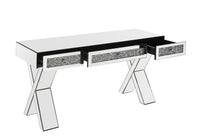 Noralie - Writing Desk - Clear Glass, Mirrored & Faux Diamonds - 32