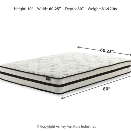 Chime 10 Inch Hybrid - White - 2 Pc. - Queen Mattress And Pillow Sierra Sleep® by Ashley 