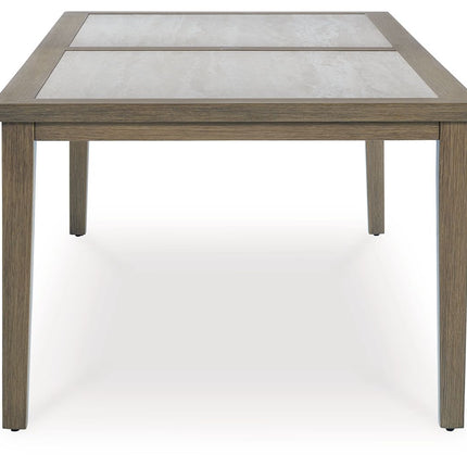 Rainier Ranch - Brown / Beige - Rectangle Dining Table With Umbrella Option Signature Design by Ashley® 