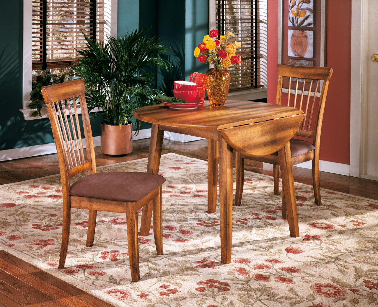 Berringer - Rustic Brown - Round Drm Drop Leaf Table - Tony's Home Furnishings