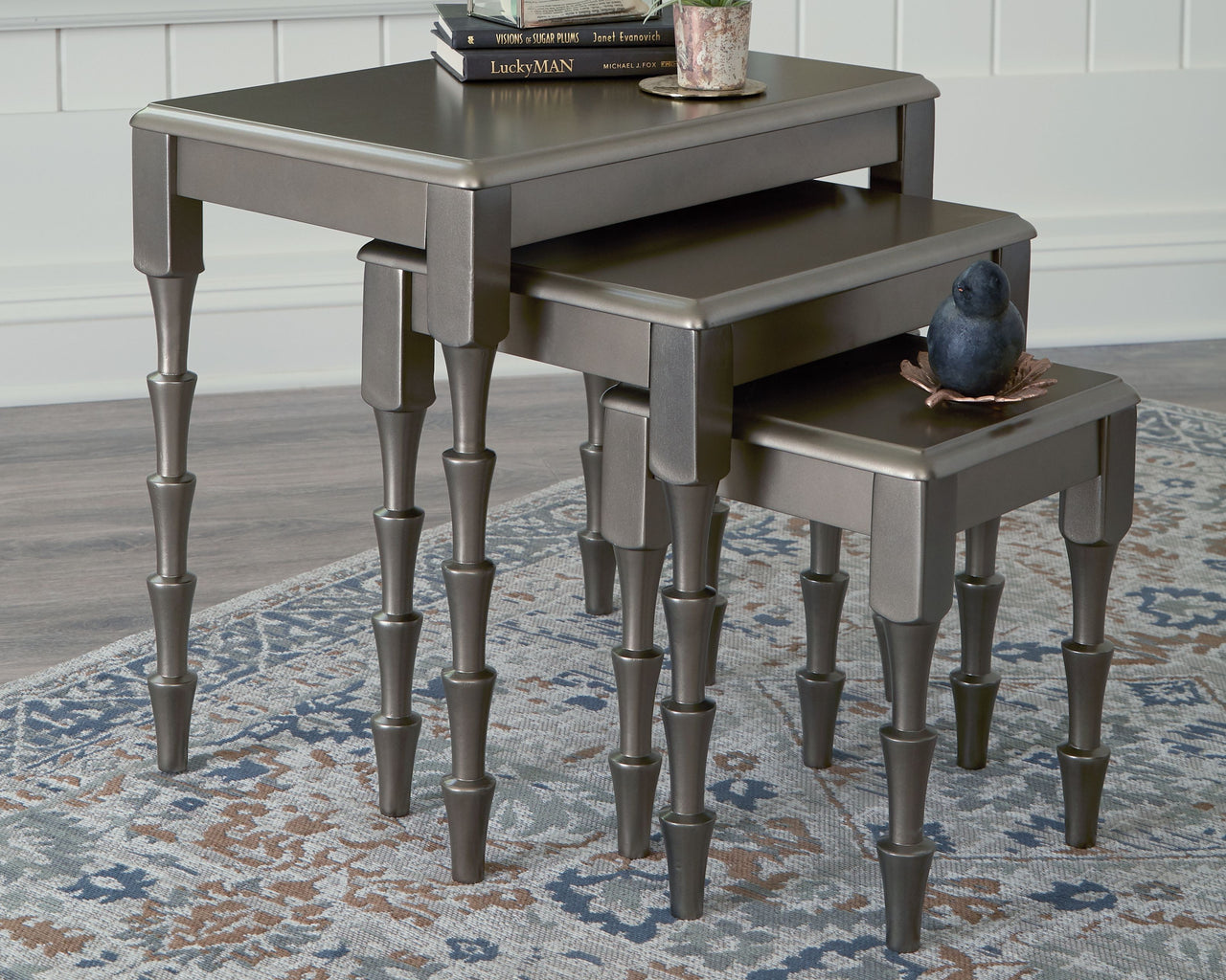Larkendale - Metallic Gray - Accent Table Set (Set of 3) - Tony's Home Furnishings