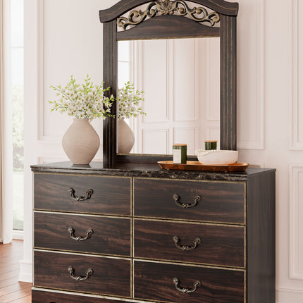 Glosmount - Two-tone - Dresser And Mirror Signature Design by Ashley® 