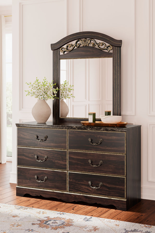 Glosmount - Two-tone - Dresser And Mirror Signature Design by Ashley® 