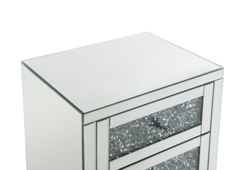 Noralie - Accent Table - Mirrored & Faux Diamonds - 26" - Tony's Home Furnishings