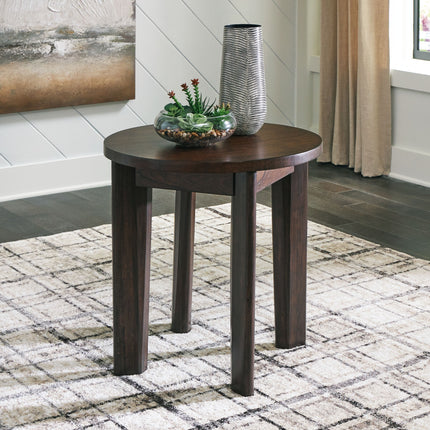 Korestone 2 - Dark Brown - Round End Table Signature Design by Ashley® 