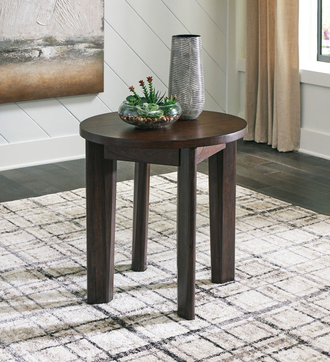 Korestone 2 - Dark Brown - Round End Table Signature Design by Ashley® 