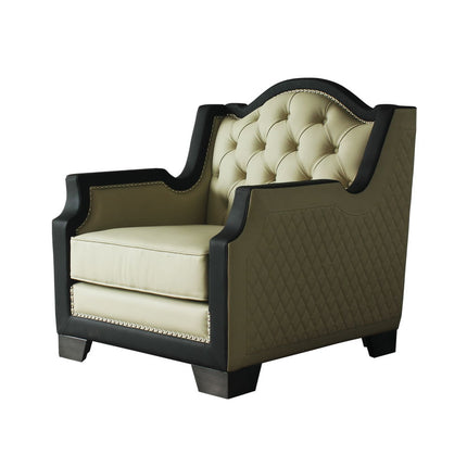 House - Beatrice Chair - Beige PU, Black PU & Charcoal Finish ACME 