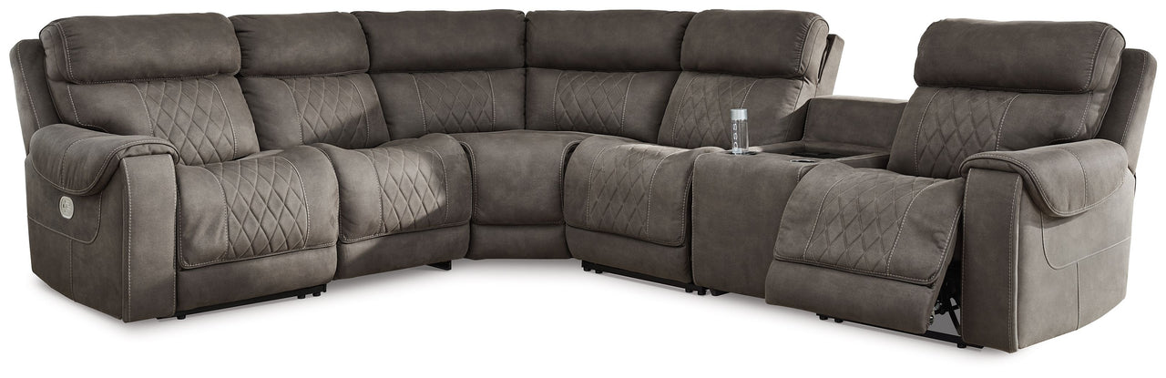 Hoopster - Gunmetal - Zero Wall Power Recliner With Console 6 Pc Sectional Signature Design by Ashley® 