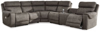 Thumbnail for Hoopster - Gunmetal - Zero Wall Power Recliner With Console 6 Pc Sectional - Tony's Home Furnishings