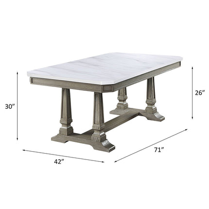 Zumala - Dining Table - Marble & Weathered Oak Finish ACME 