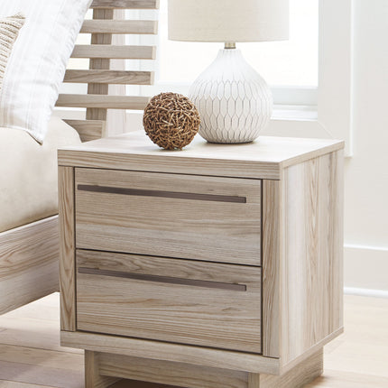 Hasbrick - Tan - Two Drawer Night Stand Signature Design by Ashley® 