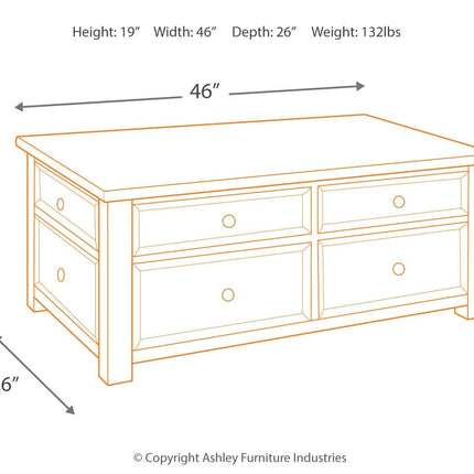 Tyler - Grayish Brown / Black - Lift Top Cocktail Table Ashley Furniture 