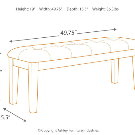 Ralene - Medium Brown - Large Uph Dining Room Bench Signature Design by Ashley® 