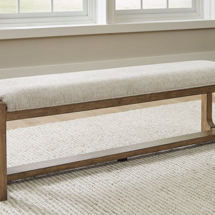 Cabalynn - Oatmeal / Light Brown - Large Uph Dining Room Bench Signature Design by Ashley® 