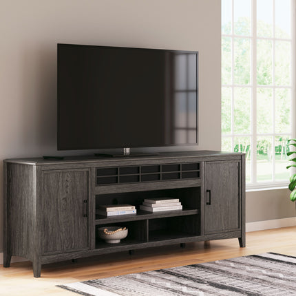 Montillan - Grayish Brown - Xl TV Stand With Fireplace Option Signature Design by Ashley® 