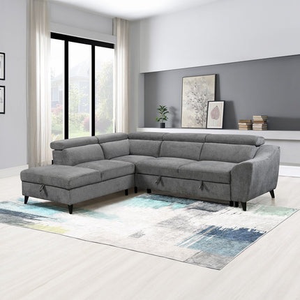 Wrenley - Sectional Sofa With Sleeper & Storage - Gray - Tony's Home Furnishings