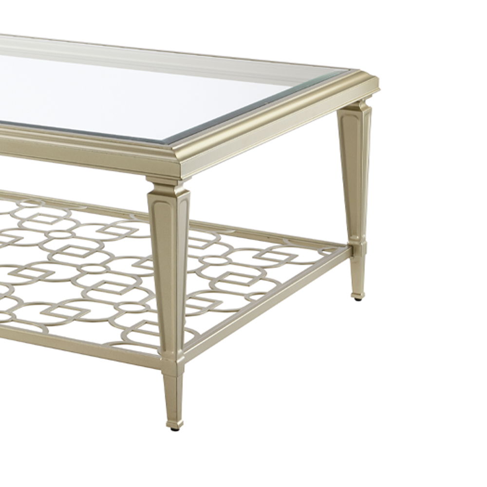 Zaba - Coffee Table - Glass Top & Silver ACME 