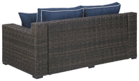 Thumbnail for Grasson - Brown / Blue - Loveseat W/Cushion - Tony's Home Furnishings
