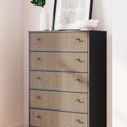 Charlang - Black / Gray - Five Drawer Chest Signature Design by Ashley® 