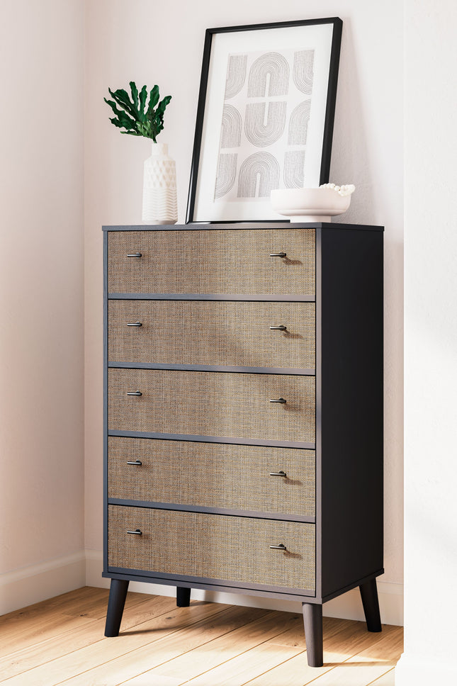 Charlang - Black / Gray - Five Drawer Chest Signature Design by Ashley® 