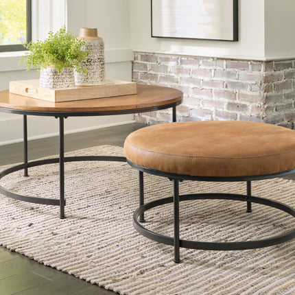 Drezmoore - Light Brown / Black - Nesting Cocktail Tables (Set of 2) Signature Design by Ashley® 