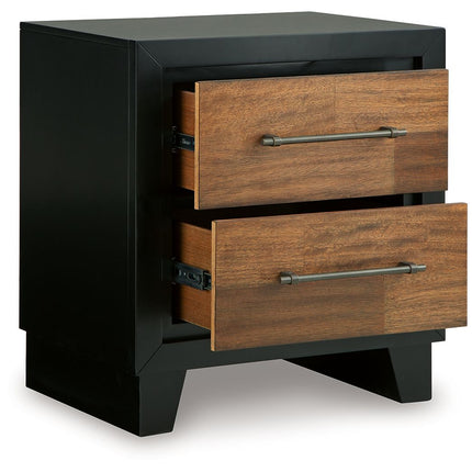 Kraeburn - Brown / Black - Two Drawer Night Stand Benchcraft® 