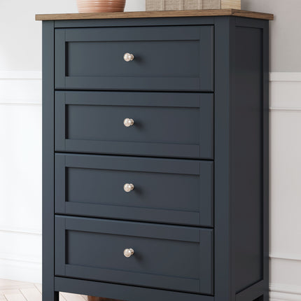 Landocken - Brown / Blue - Four Drawer Chest Signature Design by Ashley® 