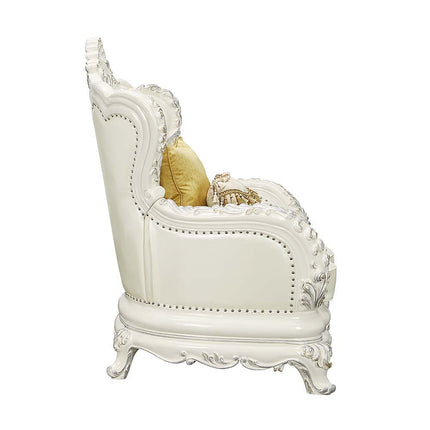 Adara - Chair - White PU & Antique White Finish ACME 