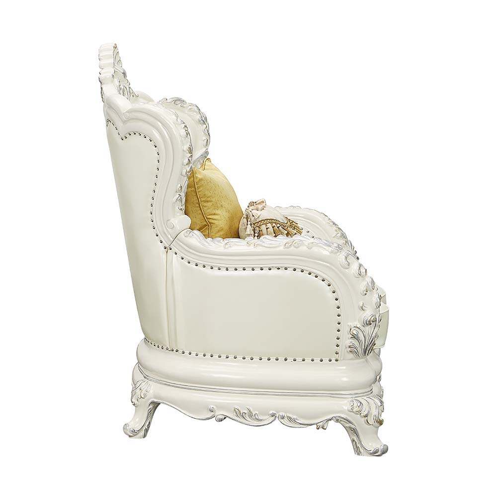 Adara - Chair - White PU & Antique White Finish ACME 