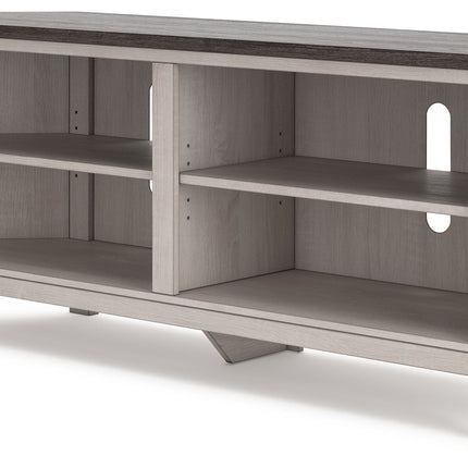 Dorrinson - Two-tone - Medium Corner TV Stand Signature Design by Ashley® 