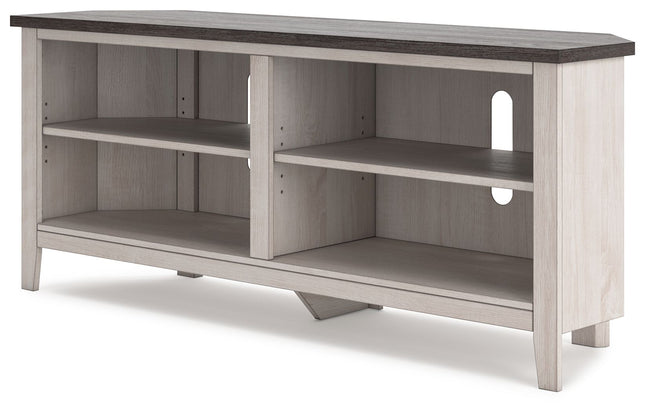 Dorrinson - Two-tone - Medium Corner TV Stand Signature Design by Ashley® 